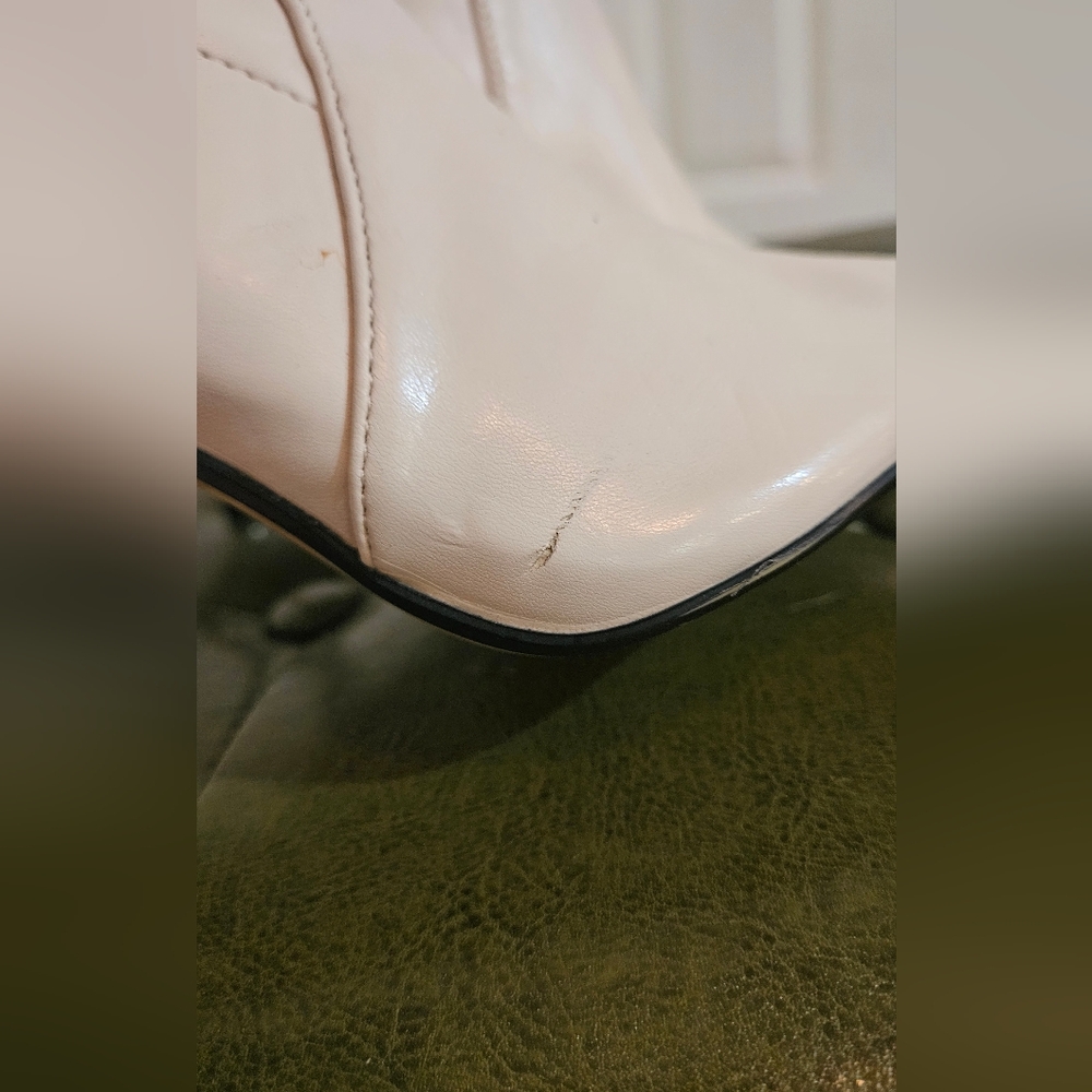 ZARA Cream/ivory Gold Stiletto Heeled Zip Booties. 3.75". Size US 6.5 - Picture 8 of 15